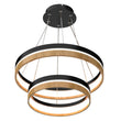 Load image into Gallery viewer, Double Circle Chandelier, 78W, 3000K, 1501 Lumens, Wooden + Matte Black Chandelier, Dimmable Pendant Fixture