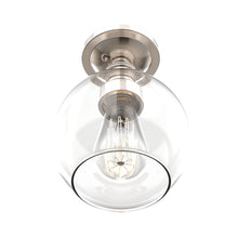 Load image into Gallery viewer, Clear Glass Dome Shape Flush Mount Light, Brushed Nickel Finish, E26 Base, Ceiling Mounting, UL Listed for Damp Location