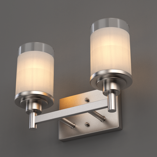 Cylinder Shape Bathroom Vanity Lights with Frosted Glass Shades, E26 Base, UL Listed for Damp Location, 3 Years Warranty