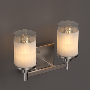 Cylinder Shape Bathroom Vanity Lights with Frosted Glass Shades, E26 Base, UL Listed for Damp Location, 3 Years Warranty