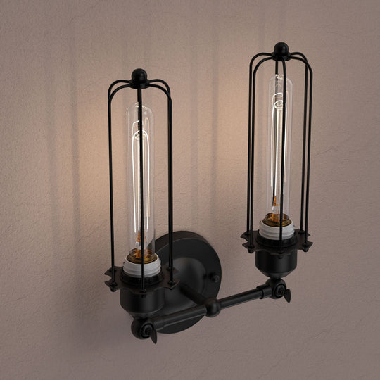 Birdcage Shape Vanity Light Fixture. Matte Black Finish, E26 Base, UL Listed, For Dry Locations, 3 Years Warranty