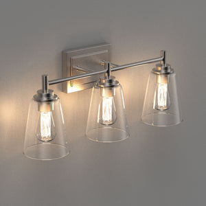 Flared Shape Vanity Lights with Clear Glass Shade, E26 Base, UL Listed for Damp Location, 3 Years Warranty