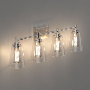 Flared Shape Vanity Lights with Clear Glass Shade, E26 Base, UL Listed for Damp Location, 3 Years Warranty