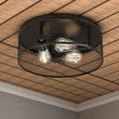 Load image into Gallery viewer, 3-Lights Cage Style Flush Mount Fixture, Drum Shape, E26 Base, UL Listed, 3 Years Warranty