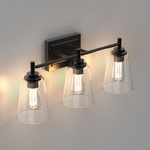 Flared Shape Vanity Lights with Clear Glass Shade, E26 Base, UL Listed for Damp Location, 3 Years Warranty