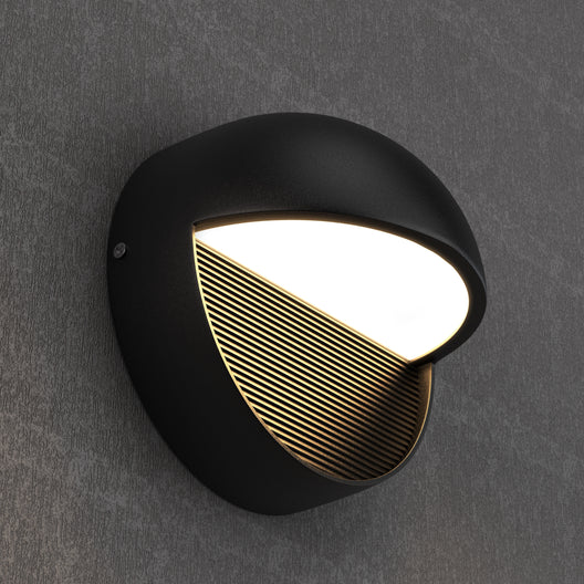12W, Decorative Outdoor Bulkhead Light, Dimmable, ETL Listed, Frosted Glass Shade, Wet Location, 3000K/5000K, Black