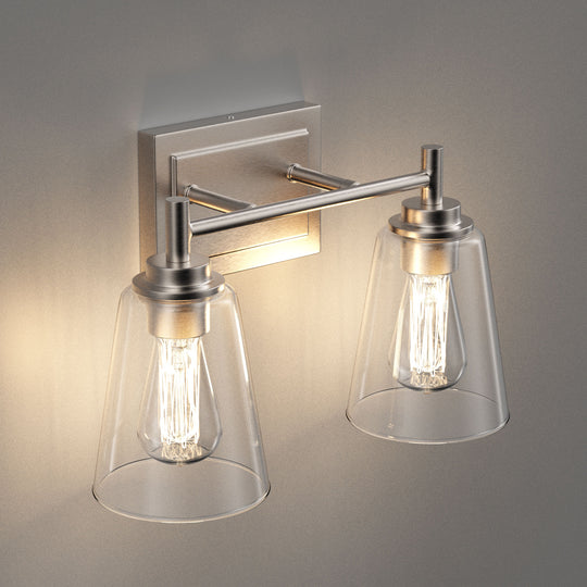 Flared Shape Vanity Lights with Clear Glass Shade, E26 Base, UL Listed for Damp Location, 3 Years Warranty