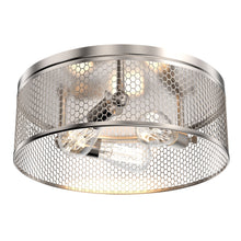 Load image into Gallery viewer, 3-Lights Cage Style Flush Mount Fixture, Drum Shape, E26 Base, UL Listed, 3 Years Warranty