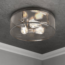 Load image into Gallery viewer, 3-Lights Cage Style Flush Mount Fixture, Drum Shape, E26 Base, UL Listed, 3 Years Warranty