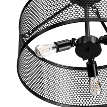 Load image into Gallery viewer, Drum Shape Semi-Flush Mount Ceiling Light, Steel Cage Matte Black Finish, E26 Base, UL Listed, 3 Years Warranty