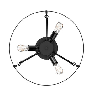 Drum Shape Semi-Flush Mount Ceiling Light, Steel Cage Matte Black Finish, E26 Base, UL Listed, 3 Years Warranty