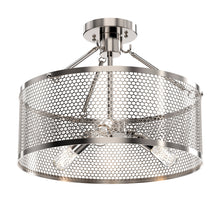 Load image into Gallery viewer, Drum Shape Semi-Flush Mount Ceiling Light, Steel Cage Matte Black Finish, E26 Base, UL Listed, 3 Years Warranty