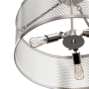 Drum Shape Semi-Flush Mount Ceiling Light, Steel Cage Matte Black Finish, E26 Base, UL Listed, 3 Years Warranty