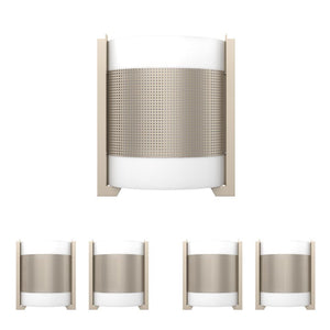 Brushed Nickel Wall Sconce Light with White Glass Shade