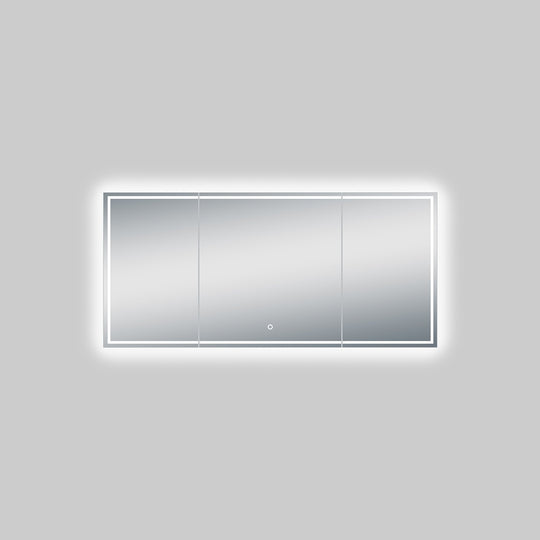55.1 X 25.6 Inch LED Backlight Mirror with Thin Plexiglass Edge, Defogger, CCT Remembrance and Touch Sensor Switch, Titan Style