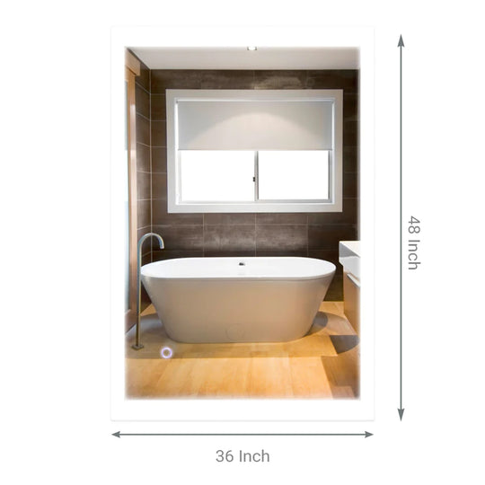 36" x 48" LED Bathroom Lighted Mirror & Defogger On/Off Touch Switch and CCT Changeable With Remembrance, Window Style