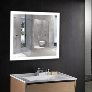 36" x 36" Inch LED Bathroom Lighted Mirror & Defogger On/Off Touch Switch and CCT Changeable With Remembrance, Window Style