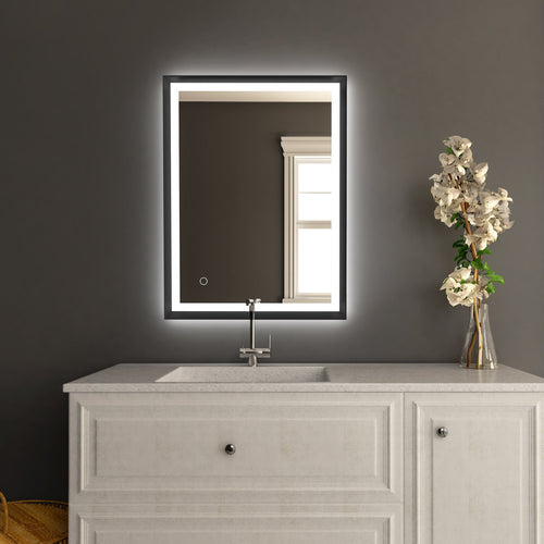LED Lighted Mirror with Frame, Defogger and CCT Remembrance, Magnum Style