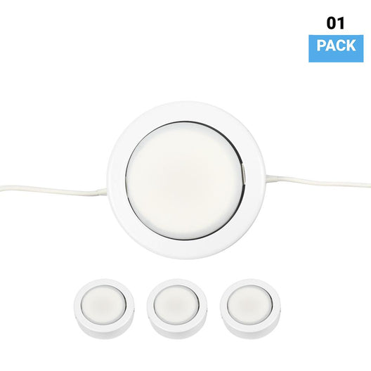 Swivel LED Puck Lights Kit with ETL List, Recessed or Surface Mount Design, CRI90, 3-Piece Kit With 12V Adaptor & Touch Dimmer, Linkable, 3x3.5 Watts, 750 Lumens, White
