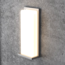 Load image into Gallery viewer, 20W Modern LED Outdoor Wall Sconce Light 5000K 600LM White Acrylic Shade, 120-277V Non-Dimmable, ETL Listed, Wet Location, Painted Silver Finish