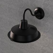 Load image into Gallery viewer, 12W Textured Black Gooseneck LED Outdoor Wall Light with Nickel Cage, 3000K (Warm White), Dimmable, 1000 Lumens, ETL Listed