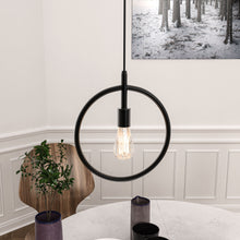 Load image into Gallery viewer, Matte Black Ring Shape Pendant Light Fixture, E26 Base, UL Listed for Dry Location, Fixture Size: D12 x H13.5 Inch