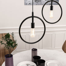 Load image into Gallery viewer, Matte Black Ring Shape Pendant Light Fixture, E26 Base, UL Listed for Dry Location, Fixture Size: D12 x H13.5 Inch