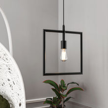 Load image into Gallery viewer, Square Shape Matte Black Pendant Light Fixture, E26 Base, UL Listed for Dry Location