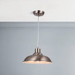 Load image into Gallery viewer, 1-Light Industrial Style Pendant Light Fixture, Trumpet Shape, E26 Base, Brushed Nickel Finish, UL Listed