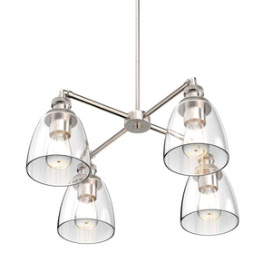 4-Lights Chandelier Lighting Fixture, Clear Glass Chandelier for Kitchen, Coffee Bar, E26 Base