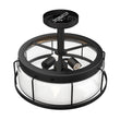 Load image into Gallery viewer, Drum Shape Semi-Flush Mount Lighting Fixture, Matte Black Finish with Clear Glass Shade, E26 Base, UL Listed, 3 Years Warranty