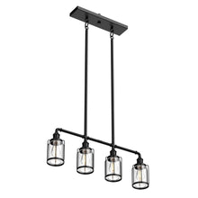 Load image into Gallery viewer, 4-Lights Linear Pendant Light with Clear Glass Shades, Matte Black Finish, UL Listed for Damp Location, E26 Base