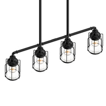 Load image into Gallery viewer, 4-Lights Linear Pendant Light with Clear Glass Shades, Matte Black Finish, UL Listed for Damp Location, E26 Base