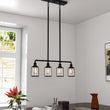 Load image into Gallery viewer, 4-Lights Linear Pendant Light with Clear Glass Shades, Matte Black Finish, UL Listed for Damp Location, E26 Base