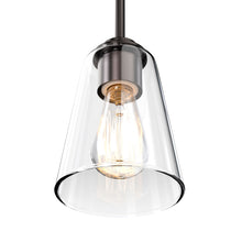 Load image into Gallery viewer, 1-Light Flared Shape Pendant Lighting Fixture with Clear Glass Shade, E26 Base, UL Listed for Damp Location