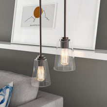 Load image into Gallery viewer, 1-Light Flared Shape Pendant Lighting Fixture with Clear Glass Shade, E26 Base, UL Listed for Damp Location