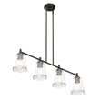 Load image into Gallery viewer, 4-Lights Island Linear Pendant Light with Clear Glass Shade, E26 Base, UL Listed for Damp Location