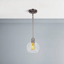 Load image into Gallery viewer, 1-Light Clear Glass Pendant Lighting Fixture with Brushed Nickel Finish, E26 Base, UL Listed for Damp Location