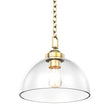 Load image into Gallery viewer, Dome Shape Brass Gold Pendant Light with Clear Glass Shade, E26 Base, UL Listed for Damp Location