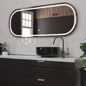 26 X 63 Inch LED Lighted Dressing Mirror with Rose Gold Frame, Touch Sensor Switch and CCT Remembrance, Realx Style