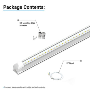 T8 4ft V Shape LED Tube 30W Integrated 6500k Clear 4000 Lumens