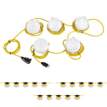 Load image into Gallery viewer, 50ft , 65W String work Light with cage , 5000K  , 8000 Lumens , IP65 rated , 5 Lights Per Bunch