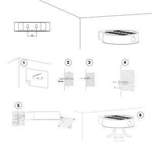 Smart LED Solar Wall Lamp with PIR Sensor, Round, HY06WSRB