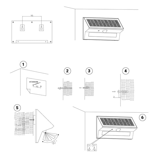 Smart LED Solar Wall Lamp with PIR Sensor (HY39WSRB)