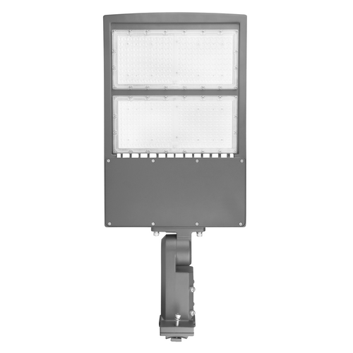 300W LED Pole Light With Photocell, 5700K, Universal Mount, Gray, AC100-277V, LED Shoebox Area Light - Parking Lot Lighting