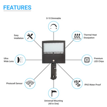 Load image into Gallery viewer, LED Pole Light with Dusk to Dawn Photocell, 150W/120W/100W Wattage Adjustable, 5700K, 136 LM/W, Universal Mount, High Voltage 277V-480V, Bronze, IP65 Waterproof, LED Parking Lot Lights - Outdoor Commercial Area Street Lighting, Gen14B