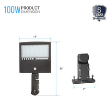 Load image into Gallery viewer, 100W LED Pole Light With Photocell ; 3000K ; Universal Mount ; Bronze ; AC120-277V