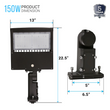 Load image into Gallery viewer, 150W LED Pole Light With Photocell, 3000K, Universal Mount, Bronze, AC100-277V