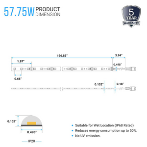 Waterproof LED Strip Lights SMD 5050 - 12V - 378 Lumens/ft. - 3000K (Soft White)/4000K (Cool White)/6500K (Crystal White)