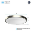 Load image into Gallery viewer, 11&quot; Round Brushed Nickel Dimmable Flush Mount ; Single Ring; 1050 Lumens ; Power: 15W ; 3 Color Switchable (3000K/4000K/5000K)